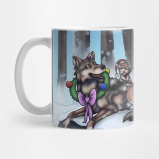 Holiday Wolves Scene Mug